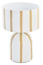 Canna Brown and White Stripe Papier Mache Table Lamp