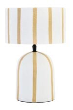 Canna Brown and White Stripe Papier Mache Table Lamp