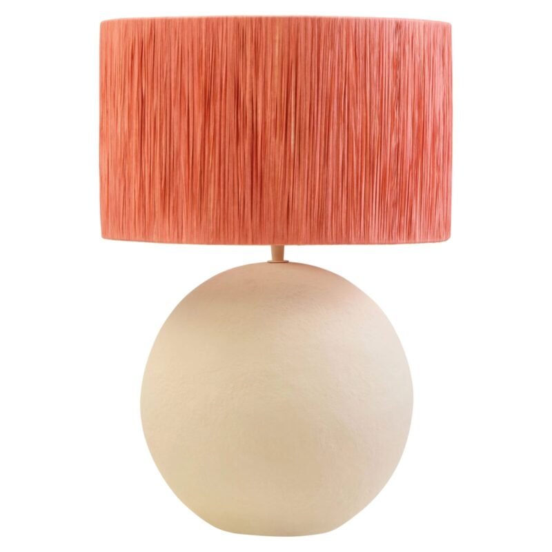 Canna Natural Papier Mache Table Lamp with Rust Raffia Shade