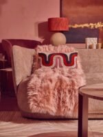 Canna Natural Papier Mache Table Lamp with Rust Raffia Shade