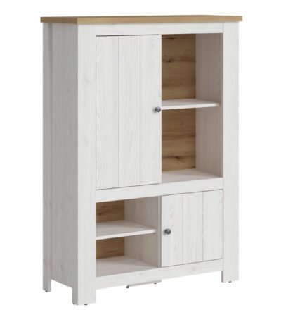 Celesto 2 Door 4 Shelves Cabinet in White and Oak