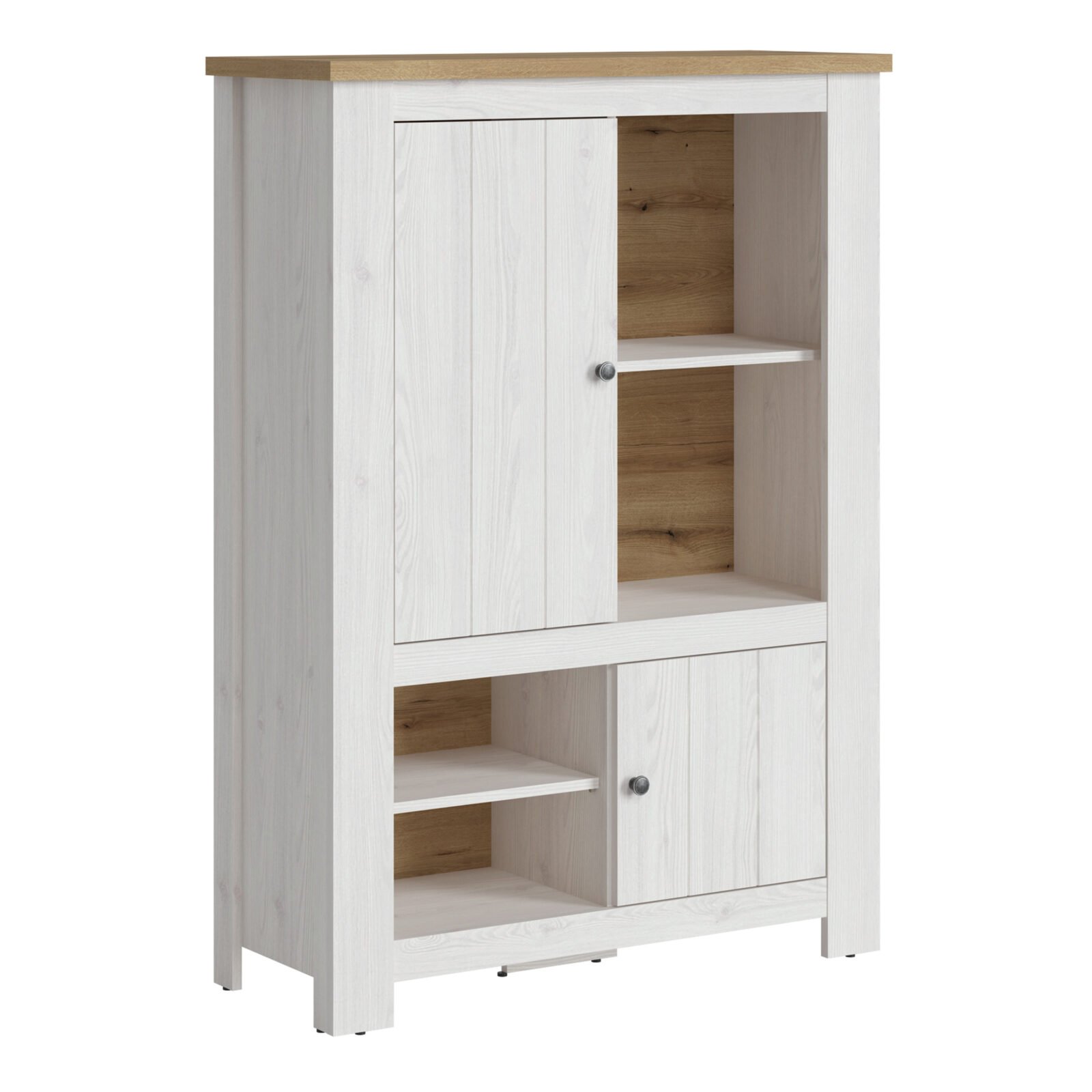 Celesto 2 Door 4 Shelves Cabinet in White and Oak Celesto 2 Door 4 Shelves Cabinet in White and Oak