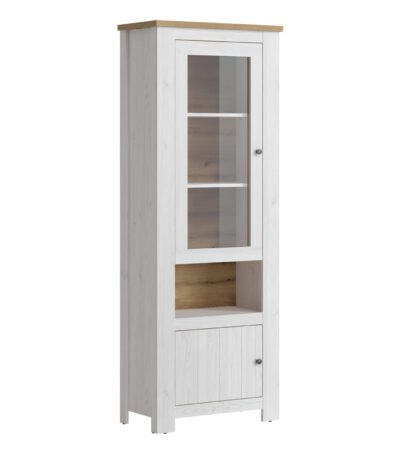 Celesto 2 Door Display Cabinet in White and Oak