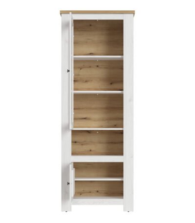 Celesto 2 Door Display Cabinet inc. 2x LED Lights in White and Oak