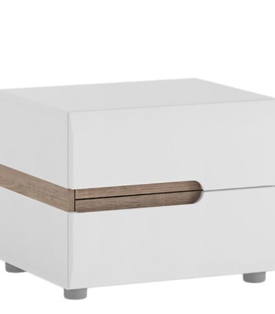 Chelsea Bedroom 2 Drawer Bedside in White with a Truffle Oak Trim