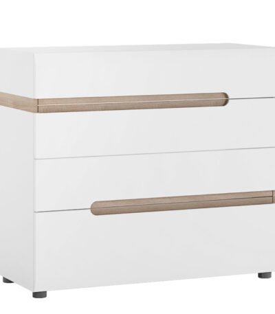 Chelsea Bedroom 4 Drawer Chest in White with a Truffle Oak Trim