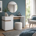 Chelsea Bedroom Desk/Dressing Table in White with a Truffle Oak Trim