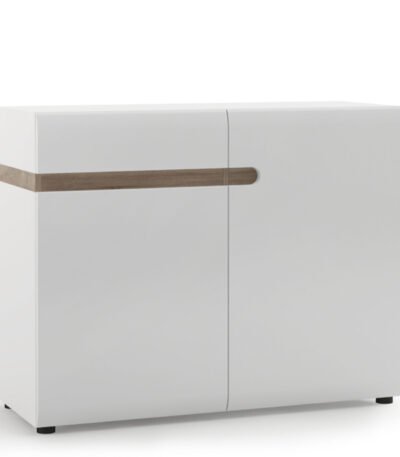 Chelsea Living 1 Drawer 2 Door Sideboard in White with a Truffle Oak Trim