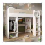 Coco Gaming High Sleeper with Desk and Wardrobe Oak & White