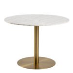 Corby Round Dining Table with White Polished Marble Top & Gold Base inc 4 Batilda Dining Chairs