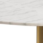 Corby Round Dining Table with White Polished Marble Top & Gold Base inc 4 Brooke Dining Chairs with Armrests