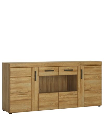 Cortina 4 Door Wide Glazed Sideboard in Grandson Oak