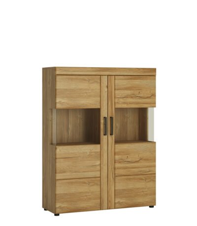 Cortina Low Wide 2 Door Display Cabinet in Grandson Oak