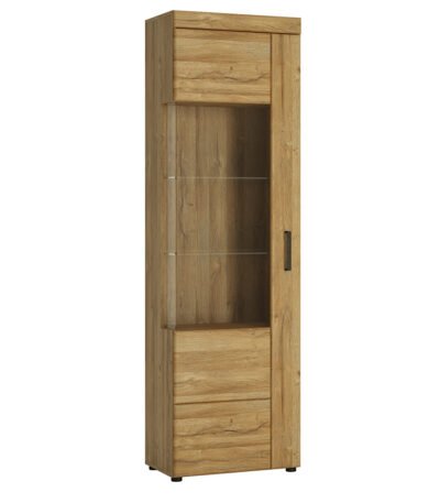 Cortina Tall Glazed Display Cabinet (LH) in Grandson Oak