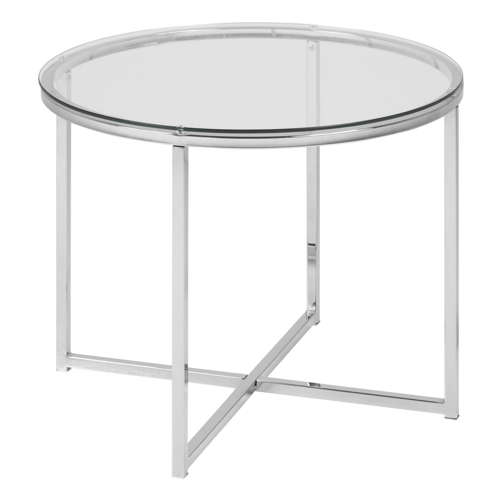 Cross Round Metal Side Table with Glass Top Cross Round Metal Side Table with Glass Top