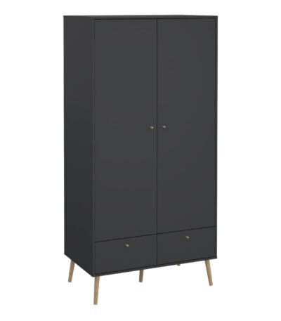 Cumbria Wardrobe with 2 Doors + 2 Drawers Dark Grey
