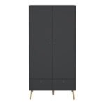 Cumbria Wardrobe with 2 Doors + 2 Drawers Dark Grey