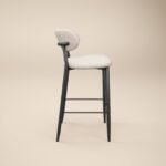 Cyra Set of 2 Bar Stools with Curved Back & Footrest Beige Chenille - Image 5