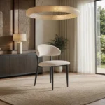 Cyra Set of 2 Dining Chairs with Curved Back Beige Chenille