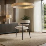 Cyra Set of 2 Dining Chairs with Curved Back Beige Chenille