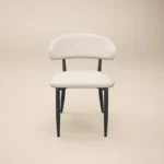 Cyra Set of 2 Dining Chairs with Curved Back Beige Chenille