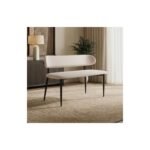 Cyra Upholstered Dining Bench with Backrest Beige Chenille