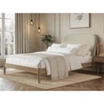 Dahlia Linen Pillowback Wooden Bed