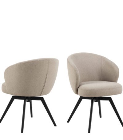 Darlene Dining Chair with Armrest and Swivel Function in Beige