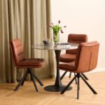 Dean Brandy PU Swivel Dining Chair Set of 2