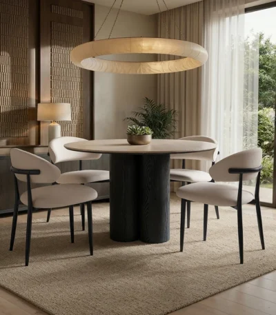 Deko & Cyra Round Dining Table Set with 4 Chairs