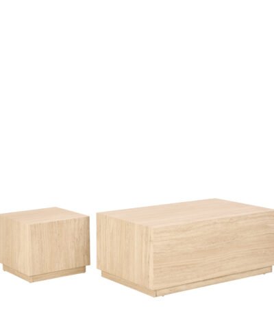 Dice Square and Rectangular Coffee Table Set of 2 in Travertine Rough Paper Effect