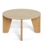 Dockland Round Coffee Table in Travertine & Wild Oak