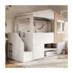 Dreamland House Staircase Midsleeper with Storage White and Oak