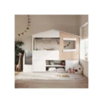 Dreamland House Staircase Midsleeper with Storage White and Oak