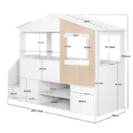 Dreamland House Staircase Midsleeper with Storage White and Oak