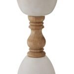 Easdale Large White Marble and Mango Wood Candle Holder