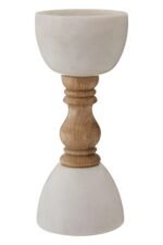 Easdale Large White Marble and Mango Wood Candle Holder