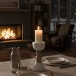 Easdale Large White Marble and Mango Wood Candle Holder