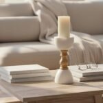 Easdale Large White Marble and Mango Wood Candle Holder