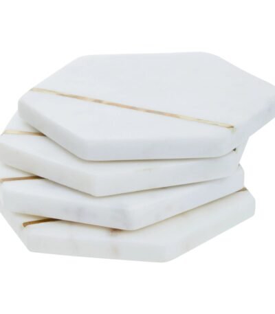 Easdale Set of 4 White Marble Coasters