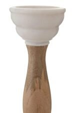 Easdale White Marble and Mango Wood Candle Holder
