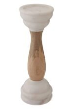 Easdale White Marble and Mango Wood Candle Holder