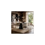 Ebony 4-6 Seater Extendable Dining Set with Elise Chairs Beige
