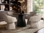 Ebony Black Extendable Dining Set with Beige Sylvia Chairs - Image 3
