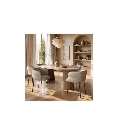 Ebony & Elise Extendable Dining Set with Curved Back Chairs
