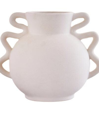 Eday White Small Vase with Abstract Handles