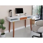 Edelweiss Desk Walnut and White with Brass Accents