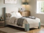 Eleanor Single Upholstered Bed Beige & Green