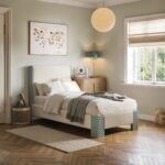 Eleanor Single Upholstered Bed Beige & Green - Image 6