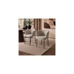 Elise Set of 2 Curved Back Chenille Dining Chairs Light Brown